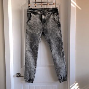 Mens Acid-wash Jogger style Jeans